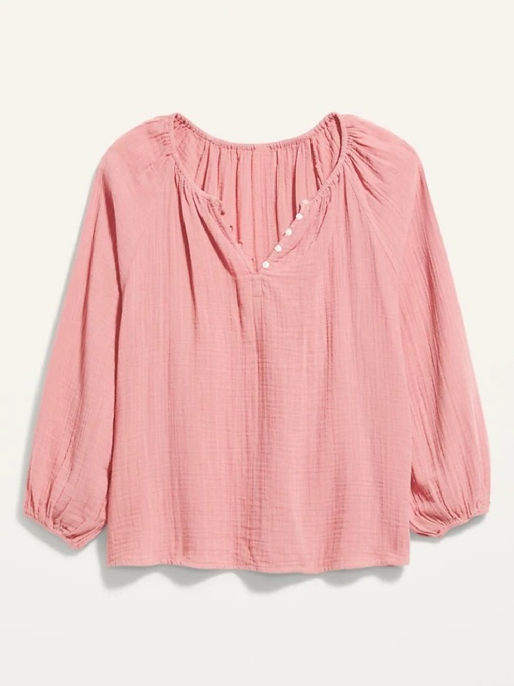 NWT Old Navy Shirred Double-Weave Blouse, Size XXL (20), Pink Paradigm
